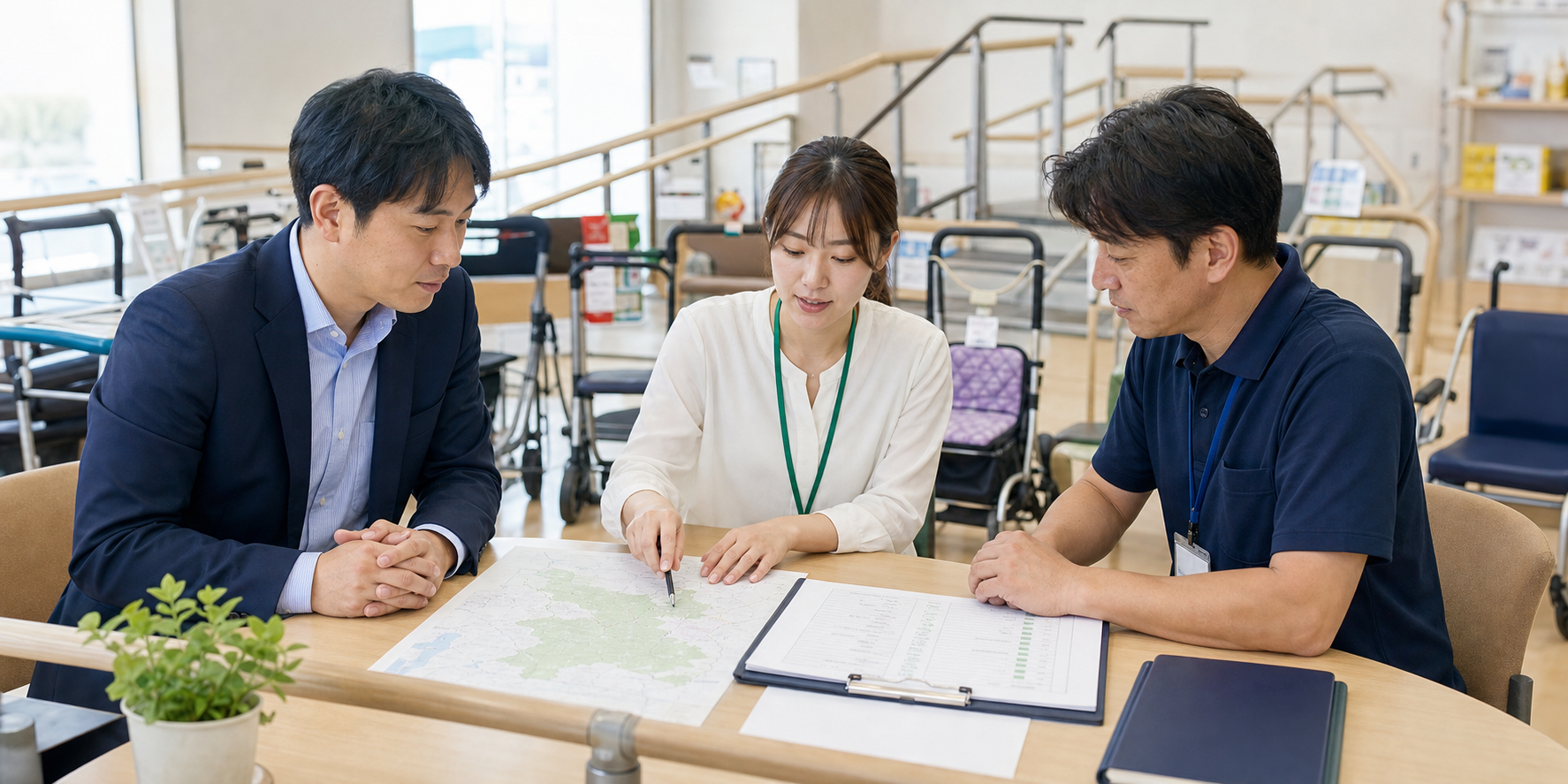 ココカラファインの福祉用具M&A事例を検討する経営者と専門家